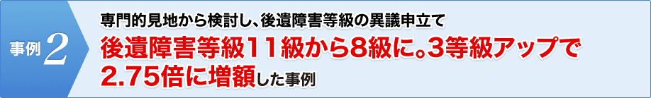 後遺障害等級2等級アップで2.2倍に増額した事例